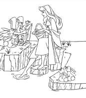 coloriage la belle au bois dormant et les animaux